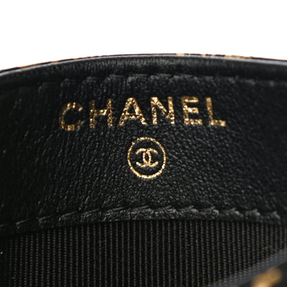 Chanel Calfskin Crocodile Embossed Graffiti 2.55 Cocodile Reissue Card Holder Black Gold 6 of 8