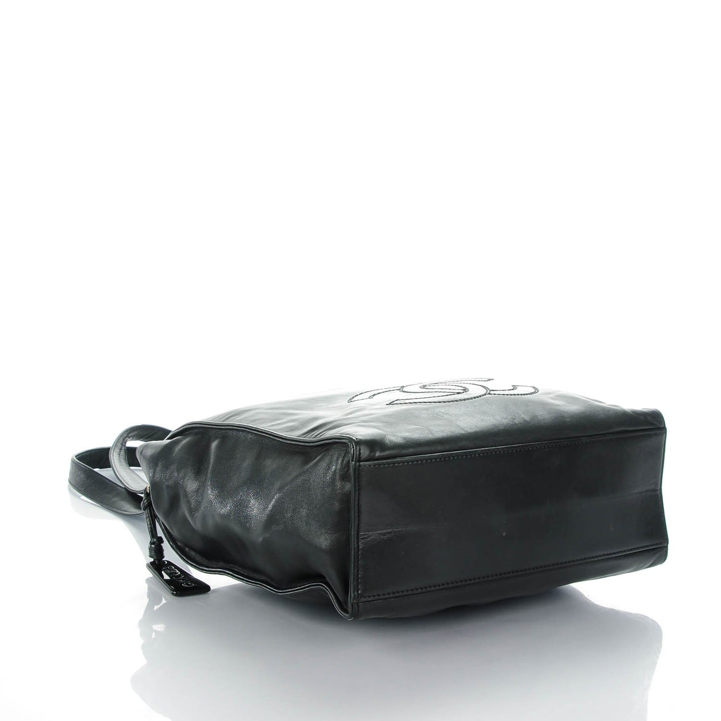 Lambskin CC Stitched Tote Black