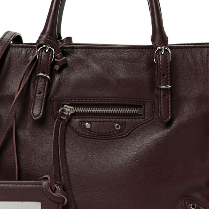 Balenciaga Calfskin Papier Mini A4 Zip Around Tote Rouge Aubergine 8 of 10