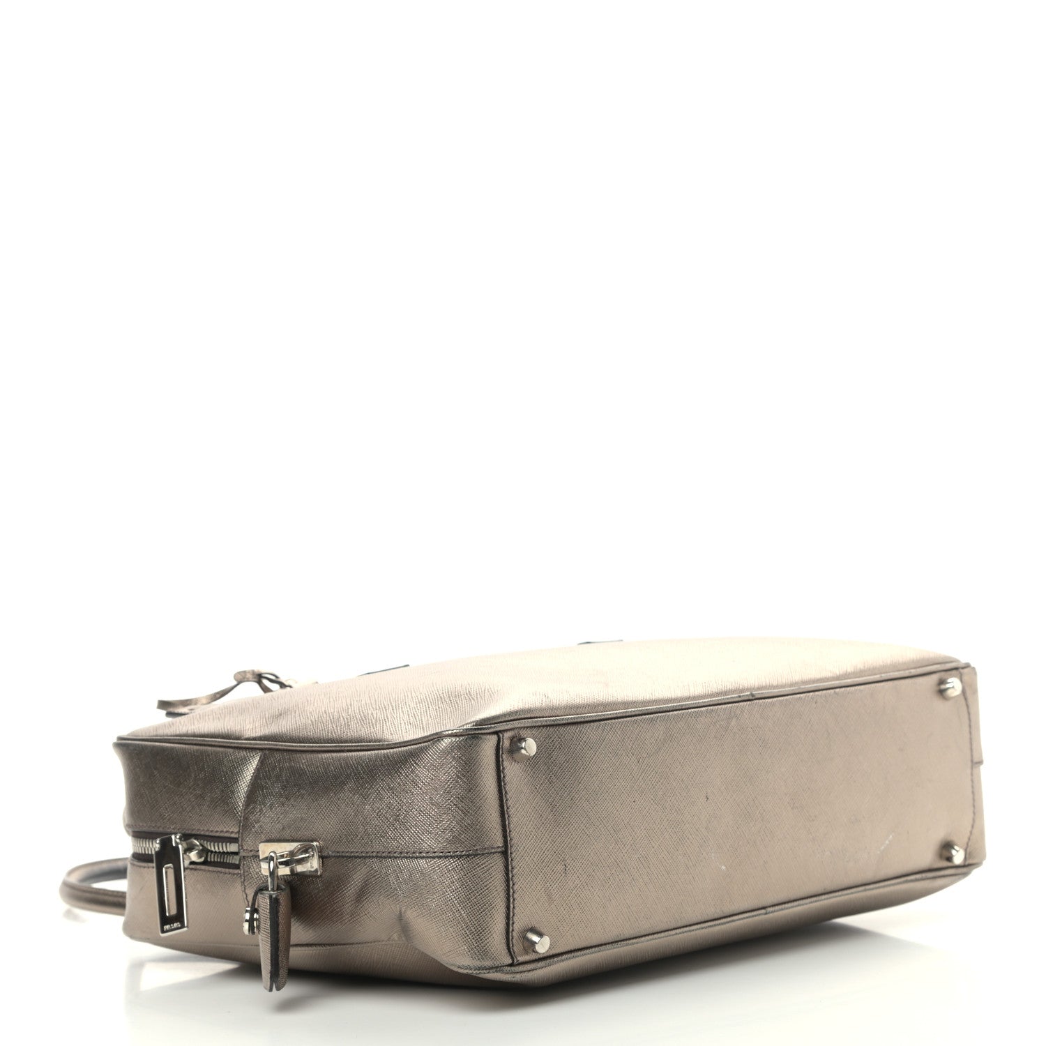 Prada Metallic Saffiano Lux Bowler Pirite 4 of 18