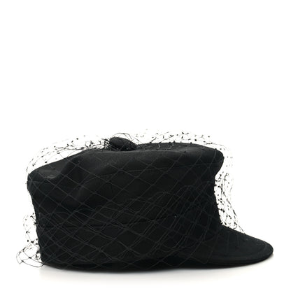 Christian Dior Cotton Canvas Arty Cap with Veil 58 Black 3 of 7