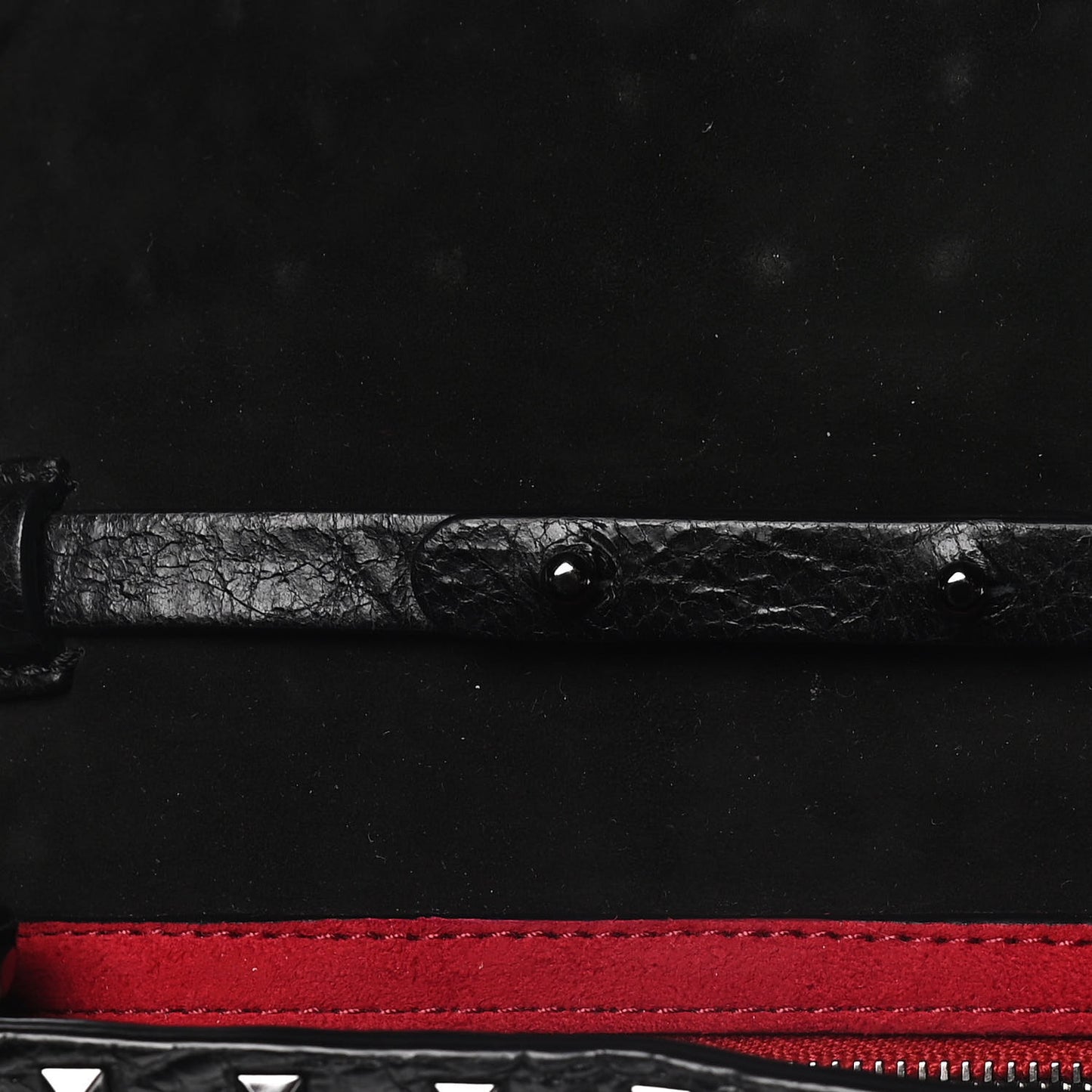Craquele Nappa Rockstud Spike Wallet on Chain Black