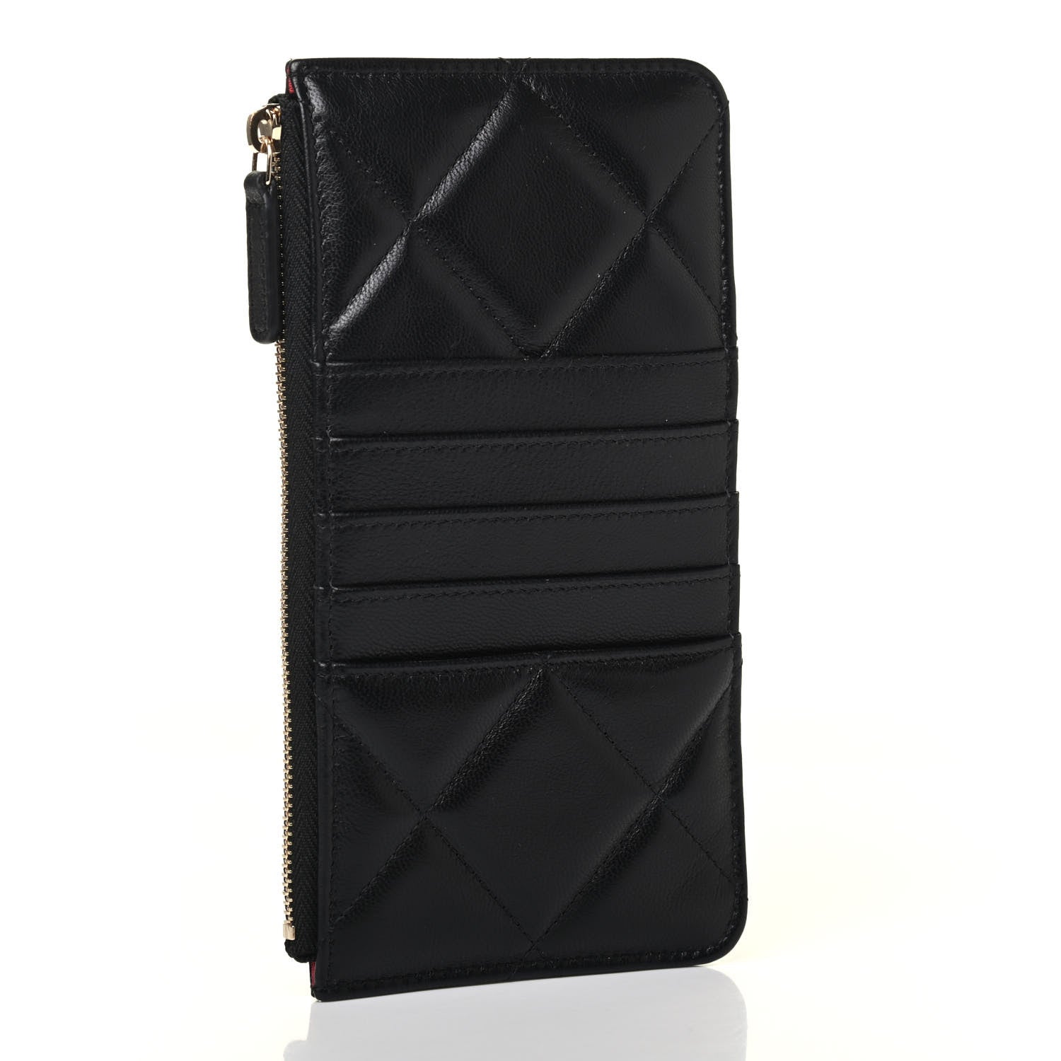 Chanel Goatskin Quilted Chanel 19 Flat Wallet Pouch Black 2 of 4
