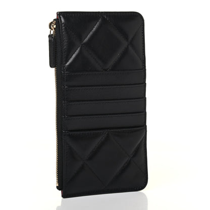 Chanel Goatskin Quilted Chanel 19 Flat Wallet Pouch Black 2 of 4