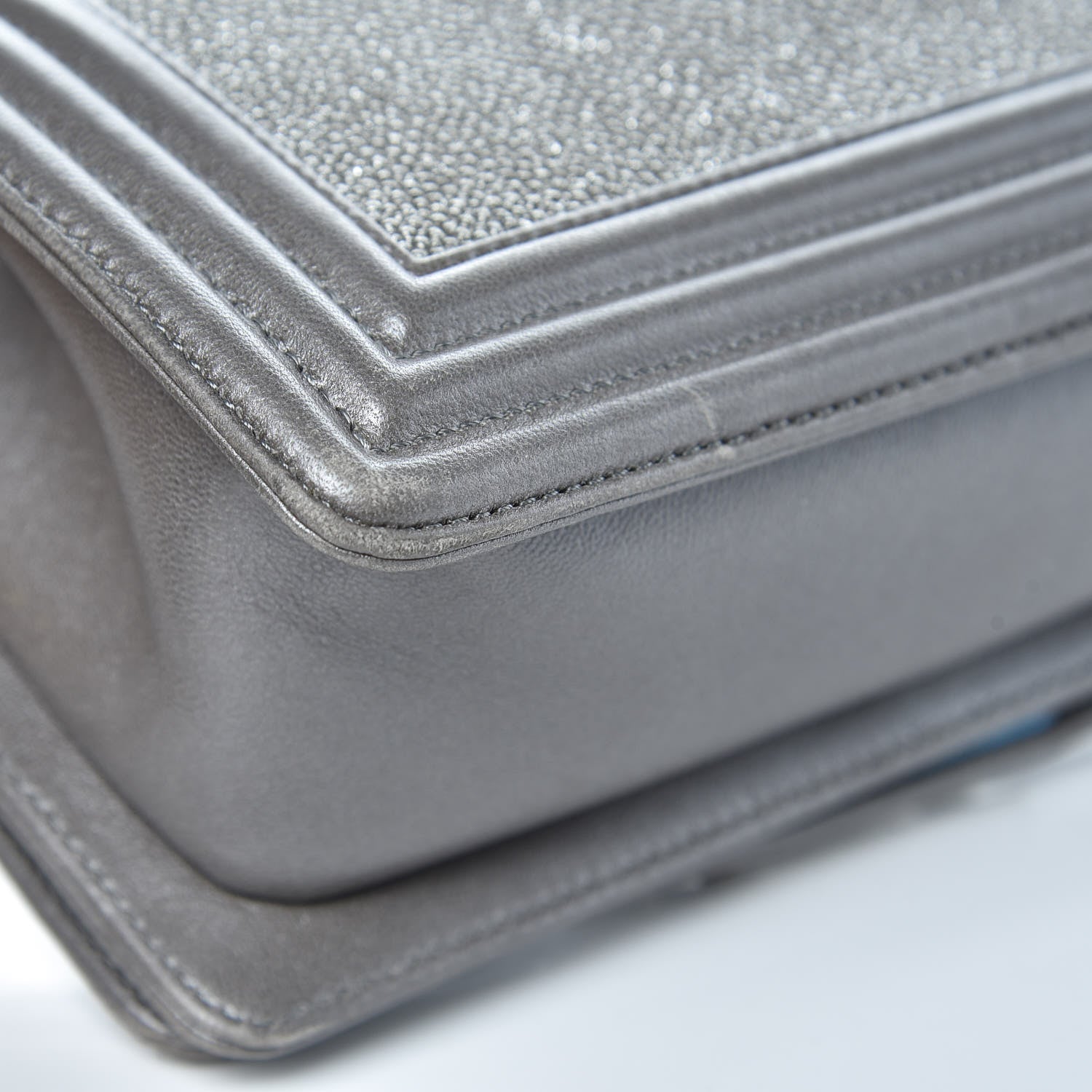 Chanel Galuchat Stingray Small Boy Flap Silver 14 of 16