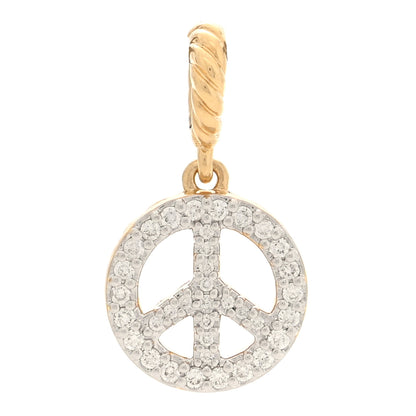 David Yurman 18K Yellow Gold Diamond Cable Collectibles Peace Sign Pendant 1 of 4