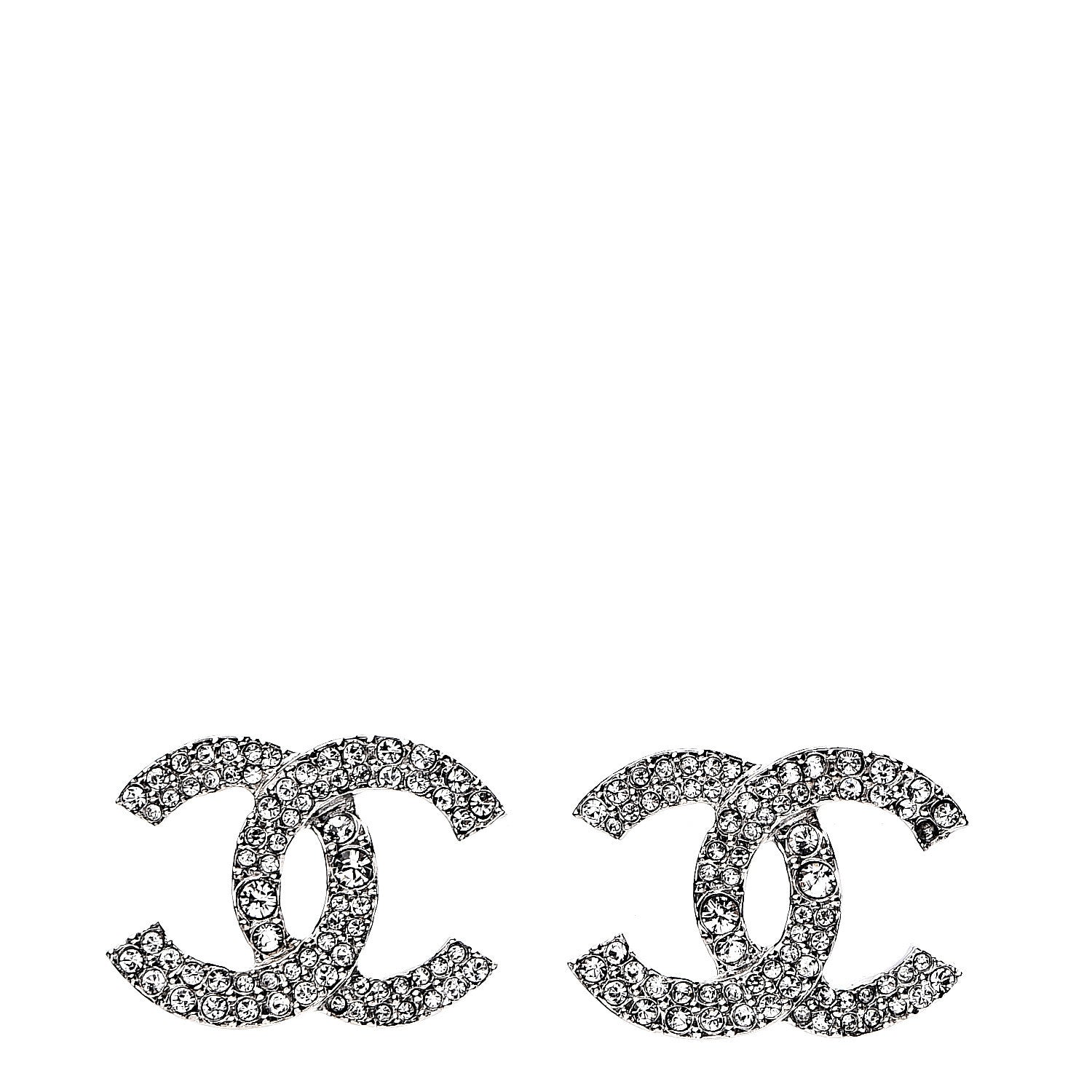 Chanel Crystal CC Earrings Silver 1 of 5