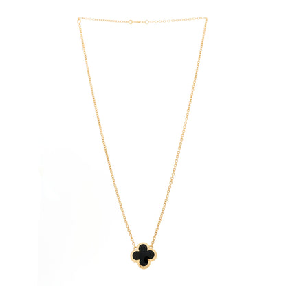 Van Cleef & Arpels 18K Yellow Gold Black Onyx Pure Alhambra Pendant Necklace 3 of 6