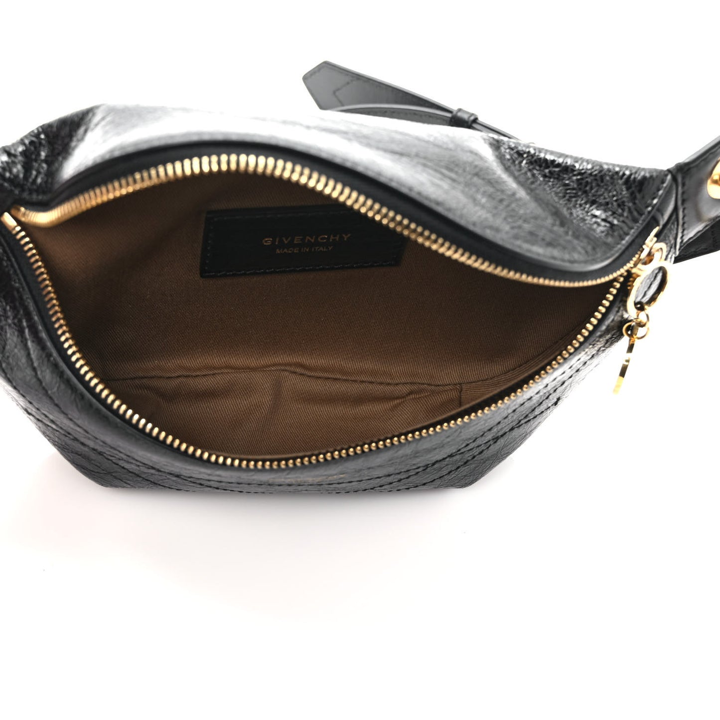 Crackle Calfskin ID Belt Bag Black