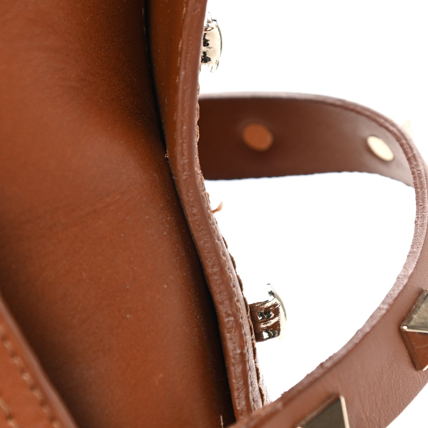 Calfskin Rockstud Cap Toe Combat Boots 38 Tan