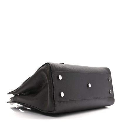 Saint Laurent Grained Calfskin Medium Cabas Rive Gauche Coal 4 of 9