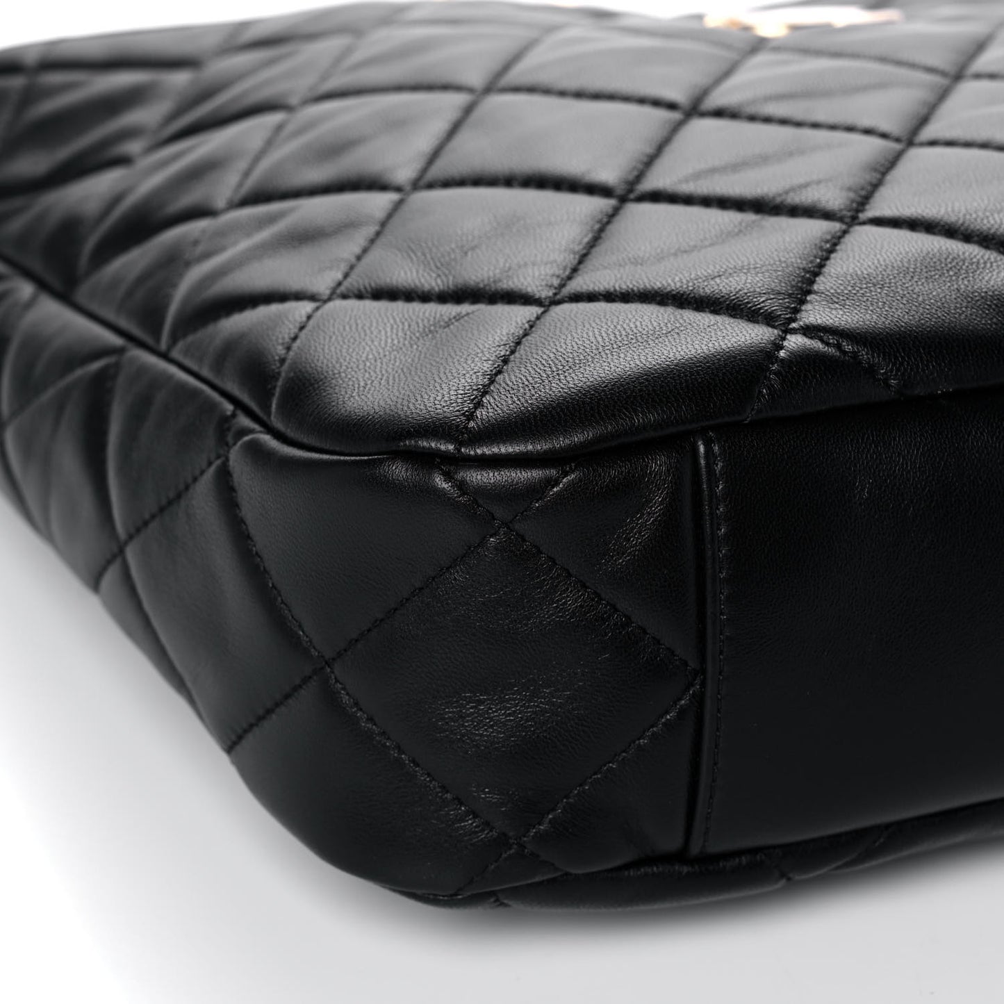 Lambskin Quilted Large CC Funky Town Hobo Black
