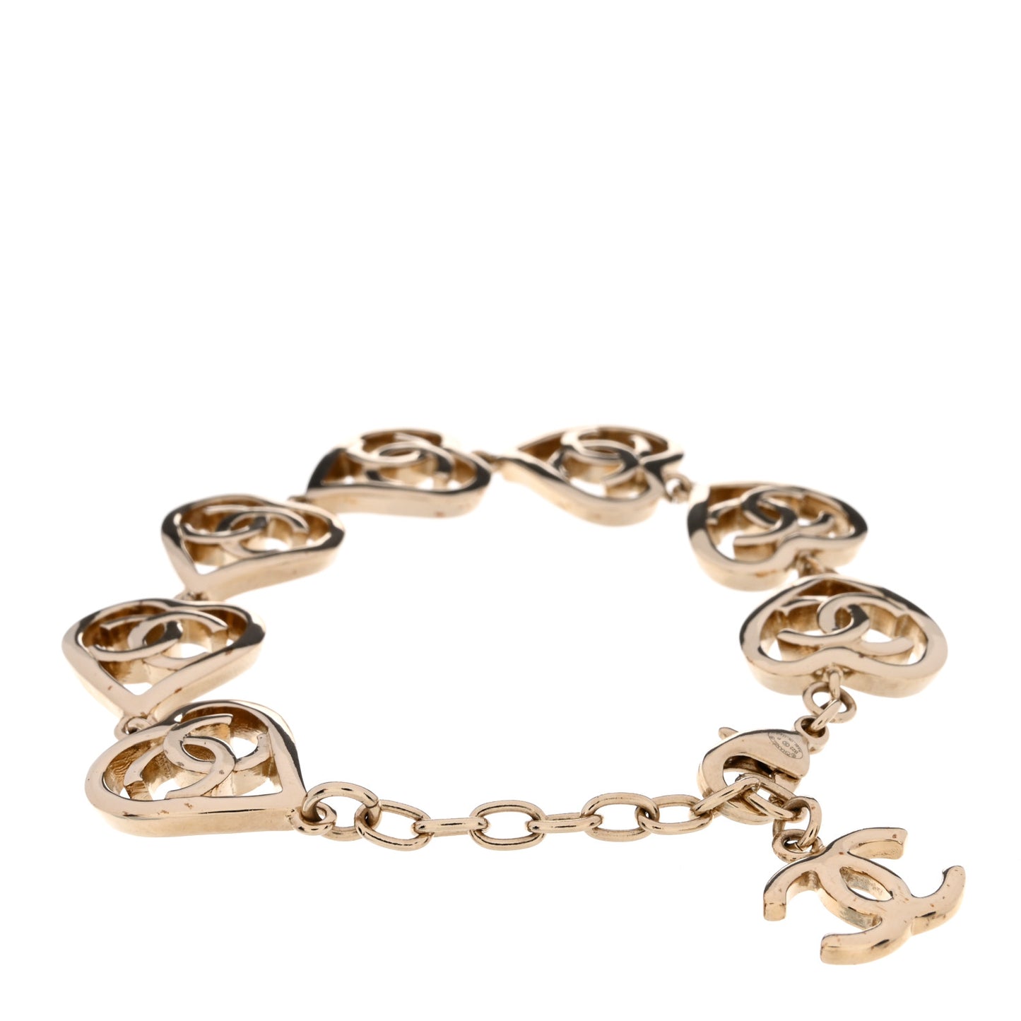 Metal CC Heart Coco In Love Bracelet Light Gold