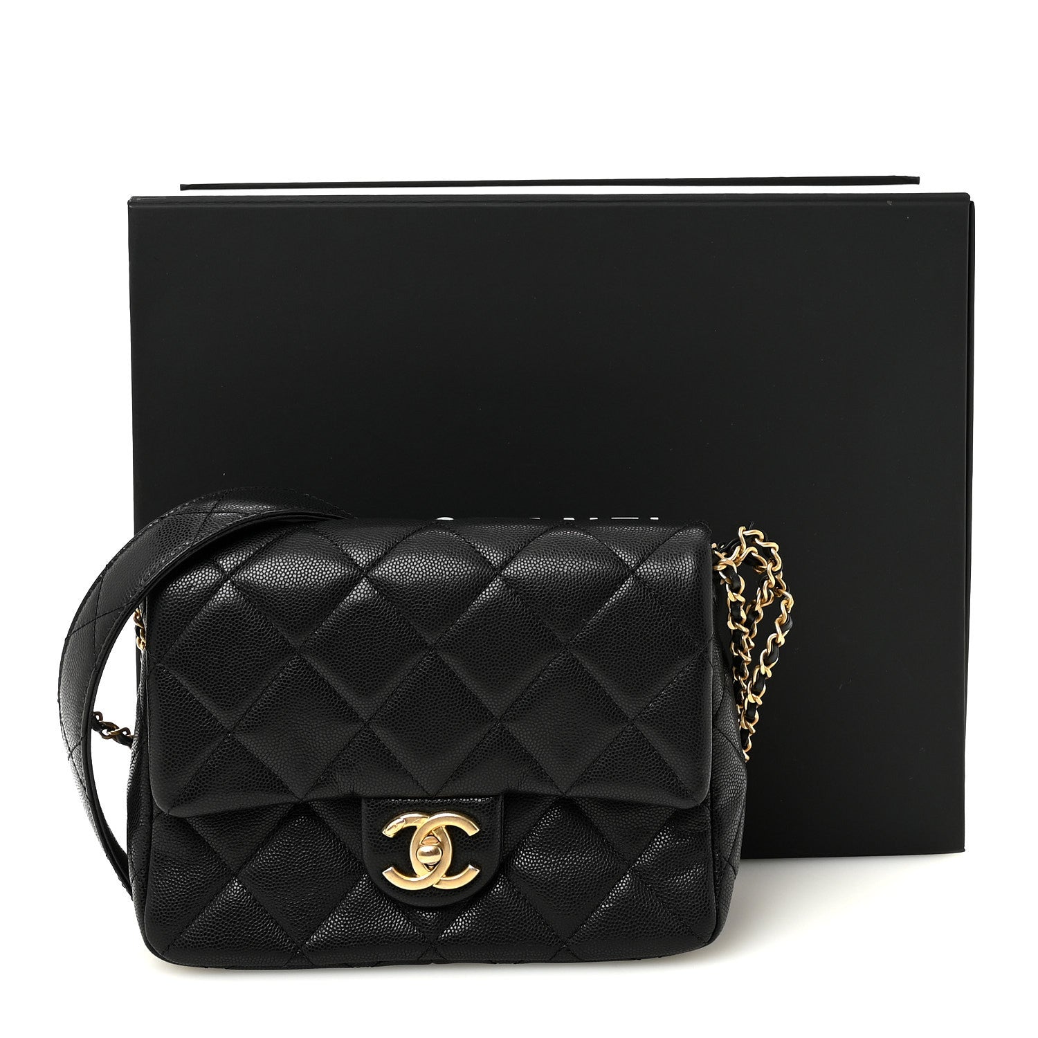 Chanel Shiny Caviar Quilted Mini Chain Messenger Flap Bag Black 11 of 11