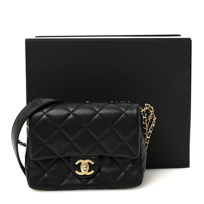 Chanel Shiny Caviar Quilted Mini Chain Messenger Flap Bag Black 11 of 11