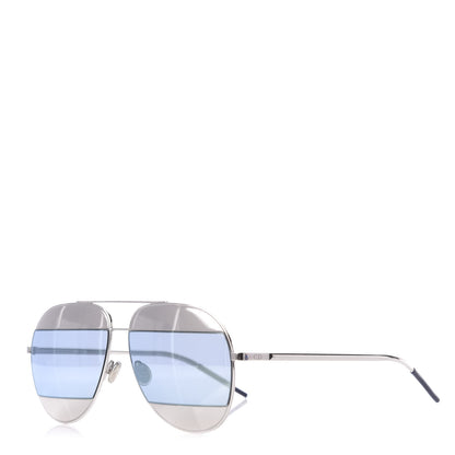 Christian Dior Metal Split 1 Aviator Sunglasses Silver Blue 1 of 7