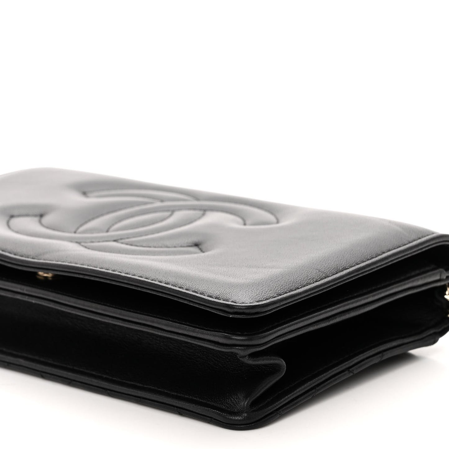 Lambskin Quilted Timeless CC Wallet On Chain WOC Black