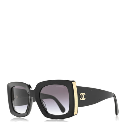 Chanel Acetate Rectangle Sunglasses 5435-A Black 1 of 7
