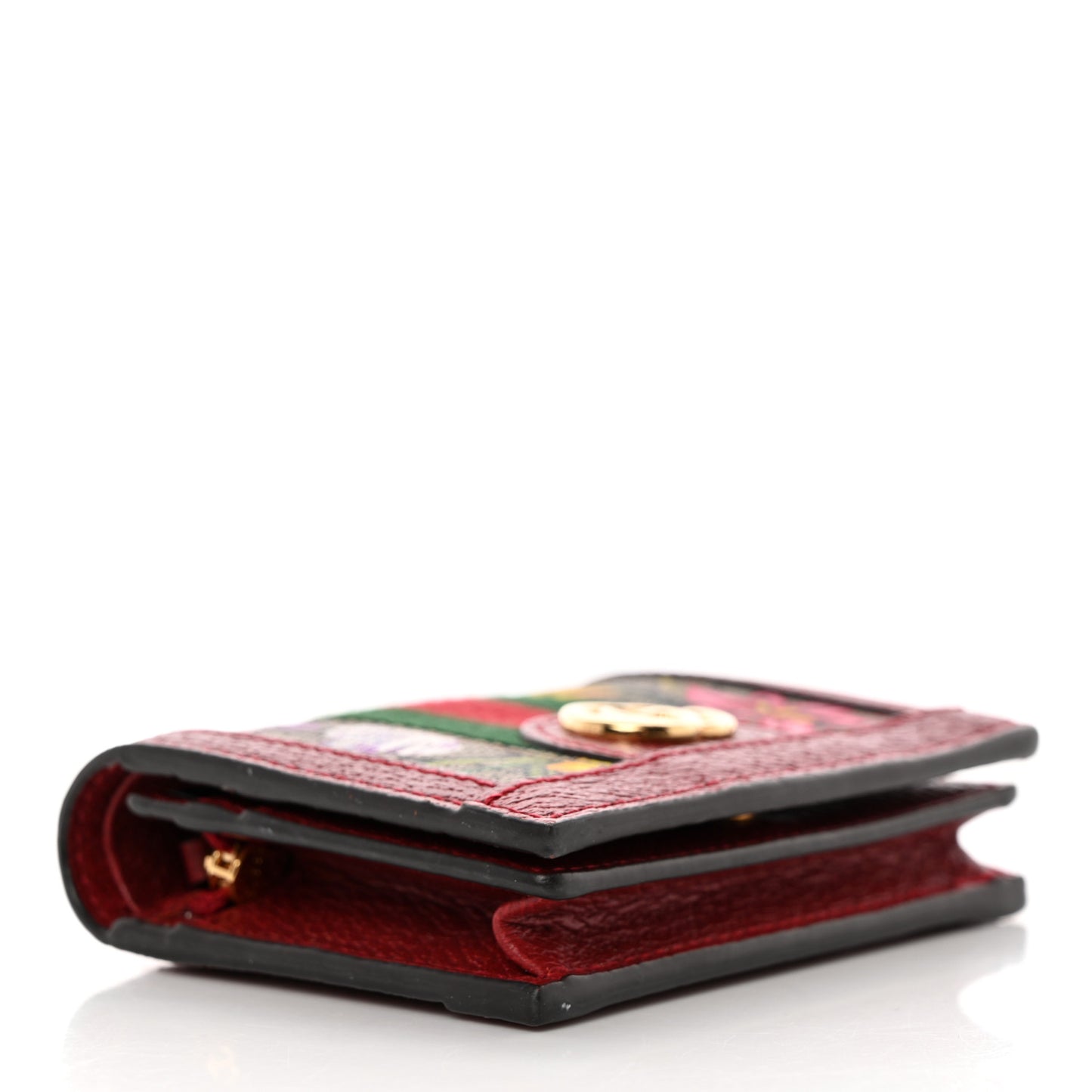 GG Supreme Monogram Flora Web Ophidia Card Case Red