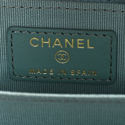 Chanel Caviar Quilted Zip Around Coin Purse Wallet Dark Green 6 of 8