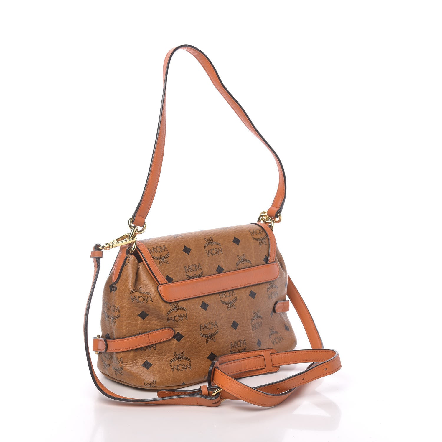 MCM Visetos Crossbody Flap Messenger Cognac Orange 4 of 12