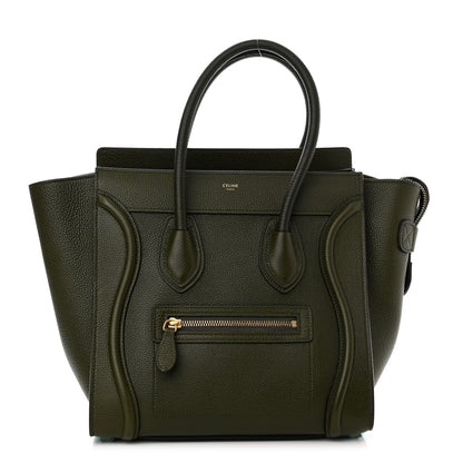 Celine Drummed Calfskin Micro Luggage Khaki 1 of 9