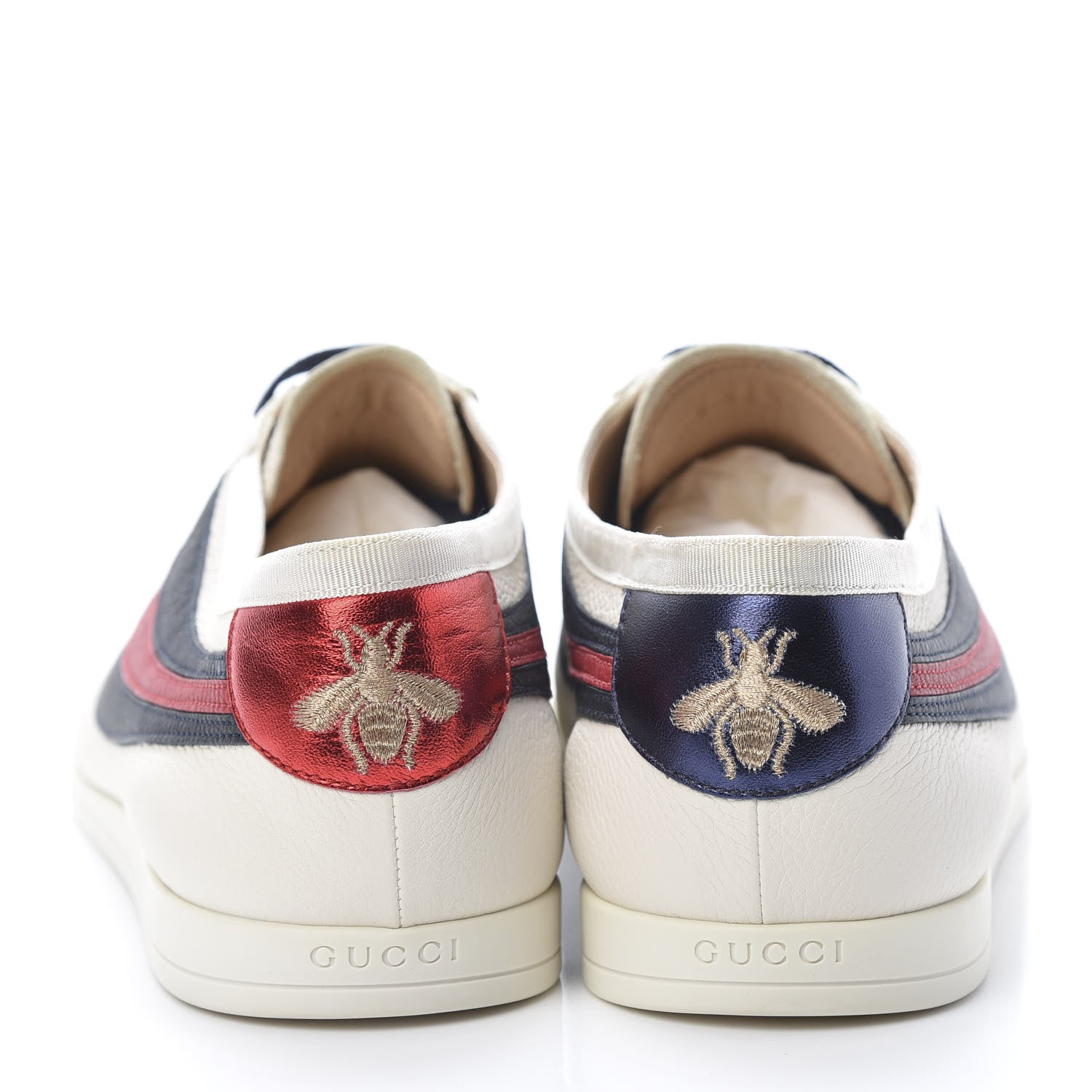 Gucci Calfskin Mens Web Falacer Sneakers 10 White Blue 5 of 9