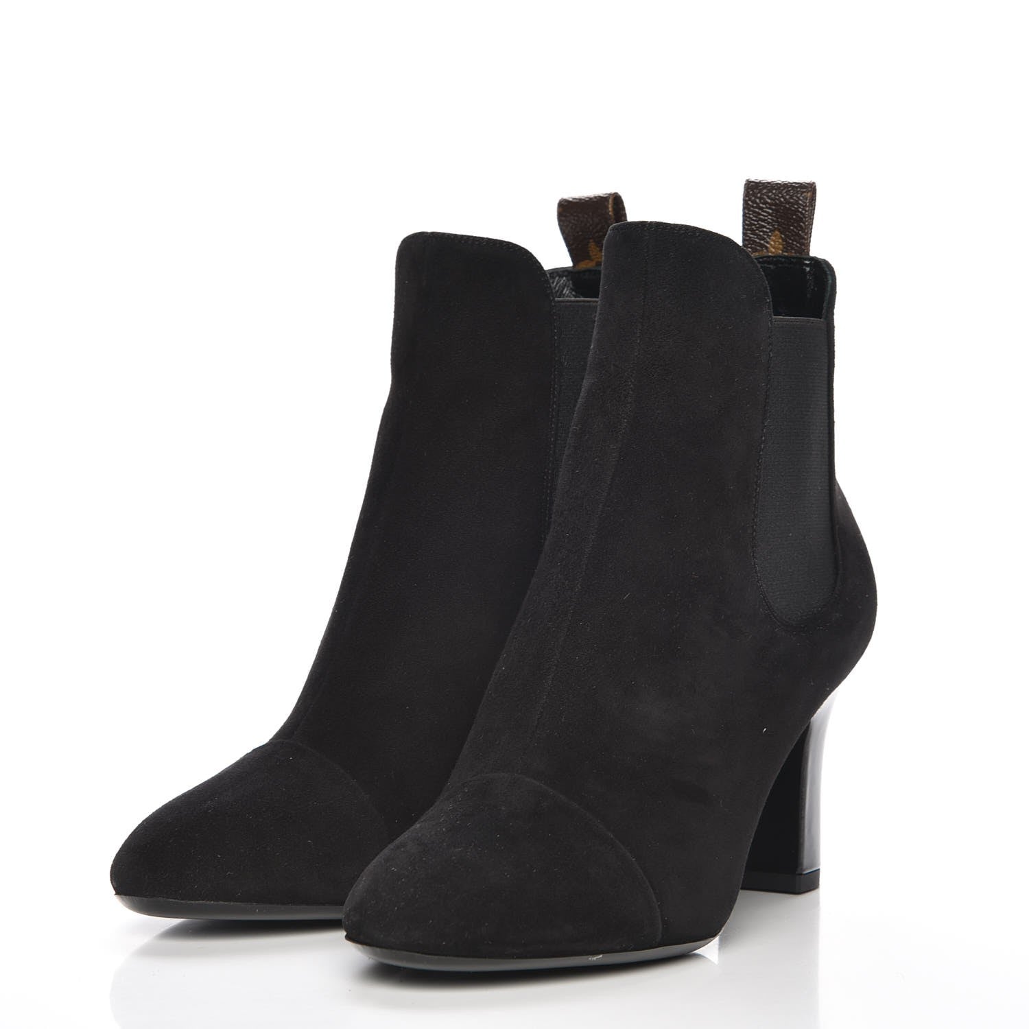 Louis Vuitton Suede Monogram Uniformes Cap Toe Chelsea 75mm Ankle Boots 37.5 Black 3 of 7
