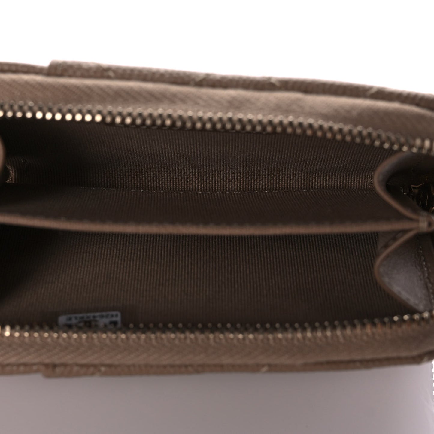 Caviar Quilted Zip Card Holder Beige