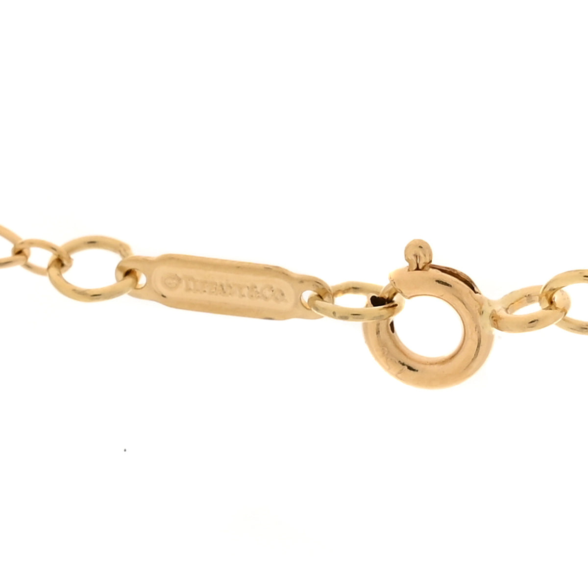 18K Yellow Gold Oval Key Pendant Link Necklace