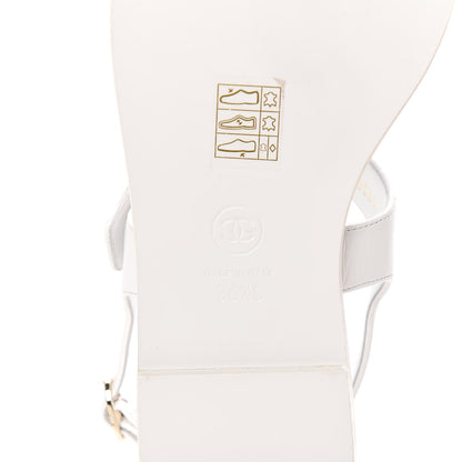 Chanel Lambskin CC Thong Sandals 36.5 White 6 of 11