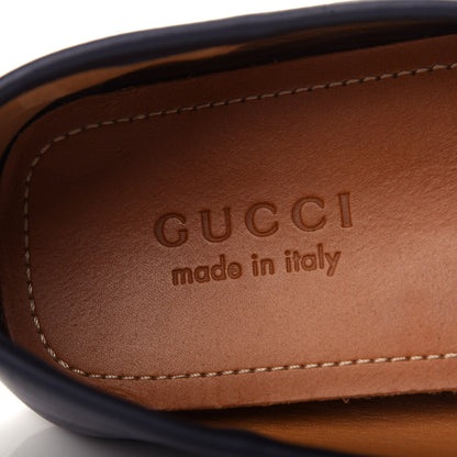 Gucci Velvety Calfskin Web Mens Noel Driver Loafers 10 Blue 8 of 12