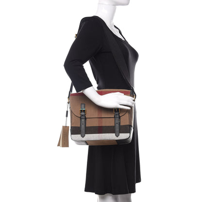 Burberry Canvas Mega Check Large Baildon Messenger Bag Black 2 of 8