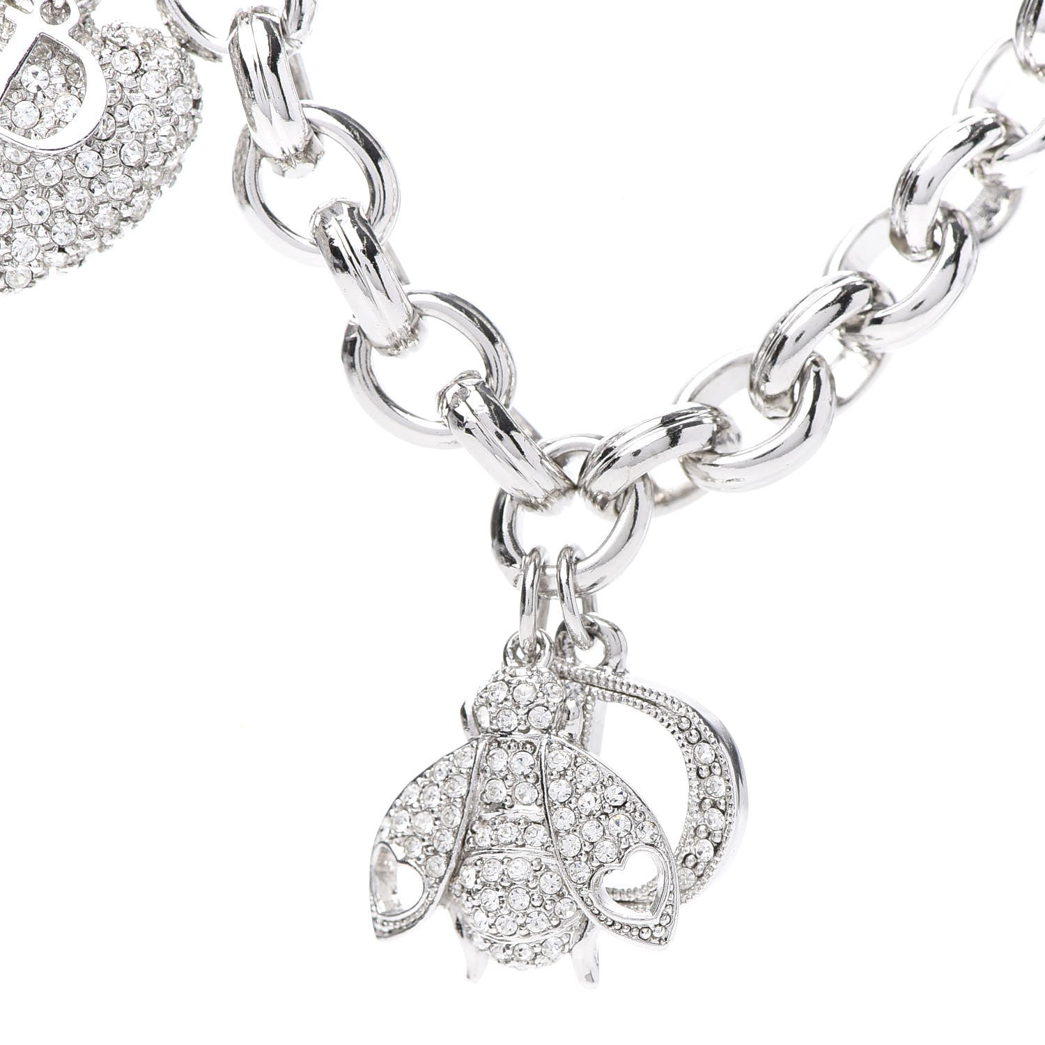 Christian Dior Crystal Charms Necklace Silver 4 of 8