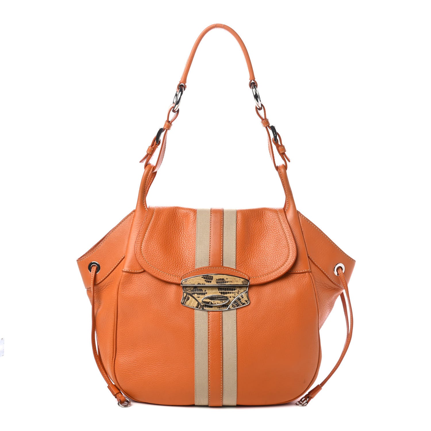 Prada Vitello Daino Lizard Shoulder Bag Orange 1 of 4