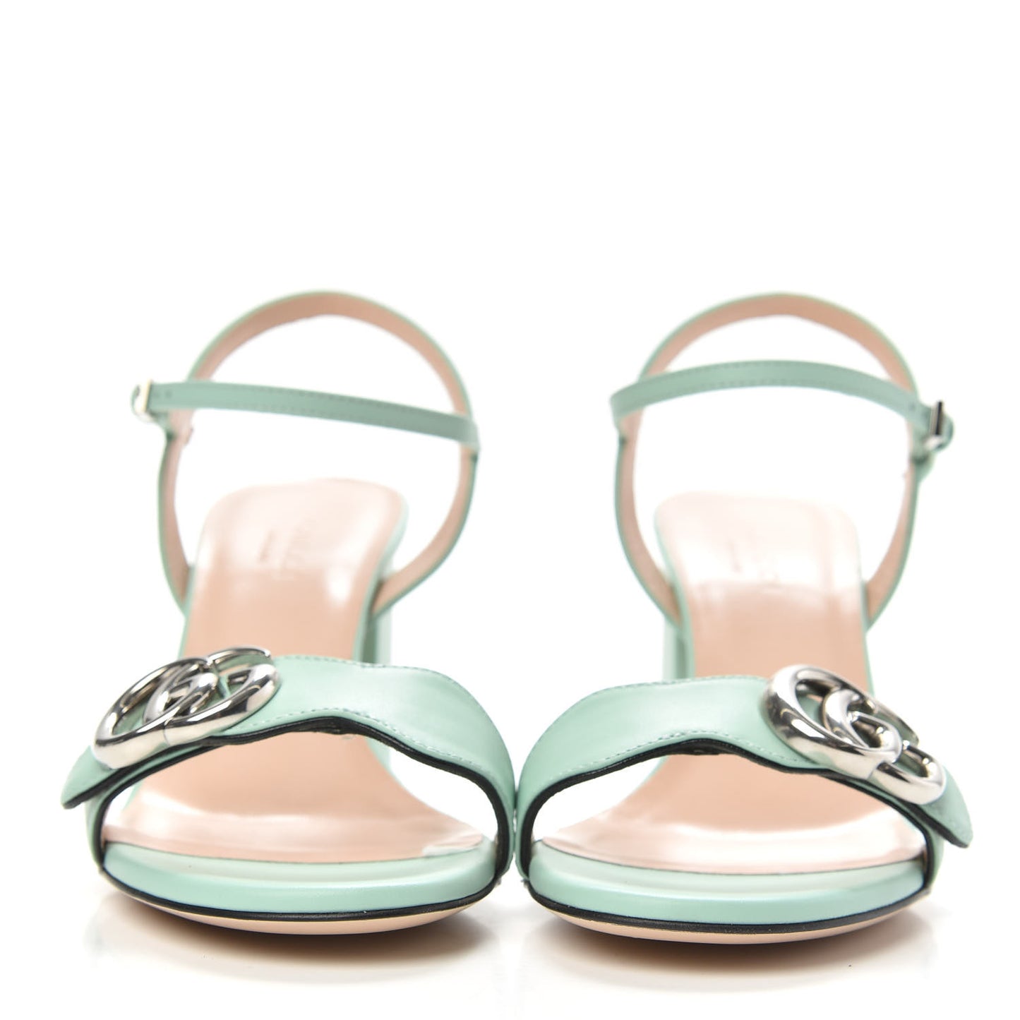 Lifford Calfskin GG Marmont Ankle Wrap 75mm Sandals 35 Water Green