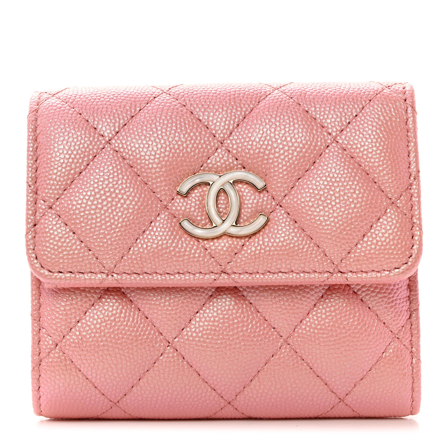 Chanel Iridescent Caviar Quilted Small Flap Wallet Rose Pink 1 of 9