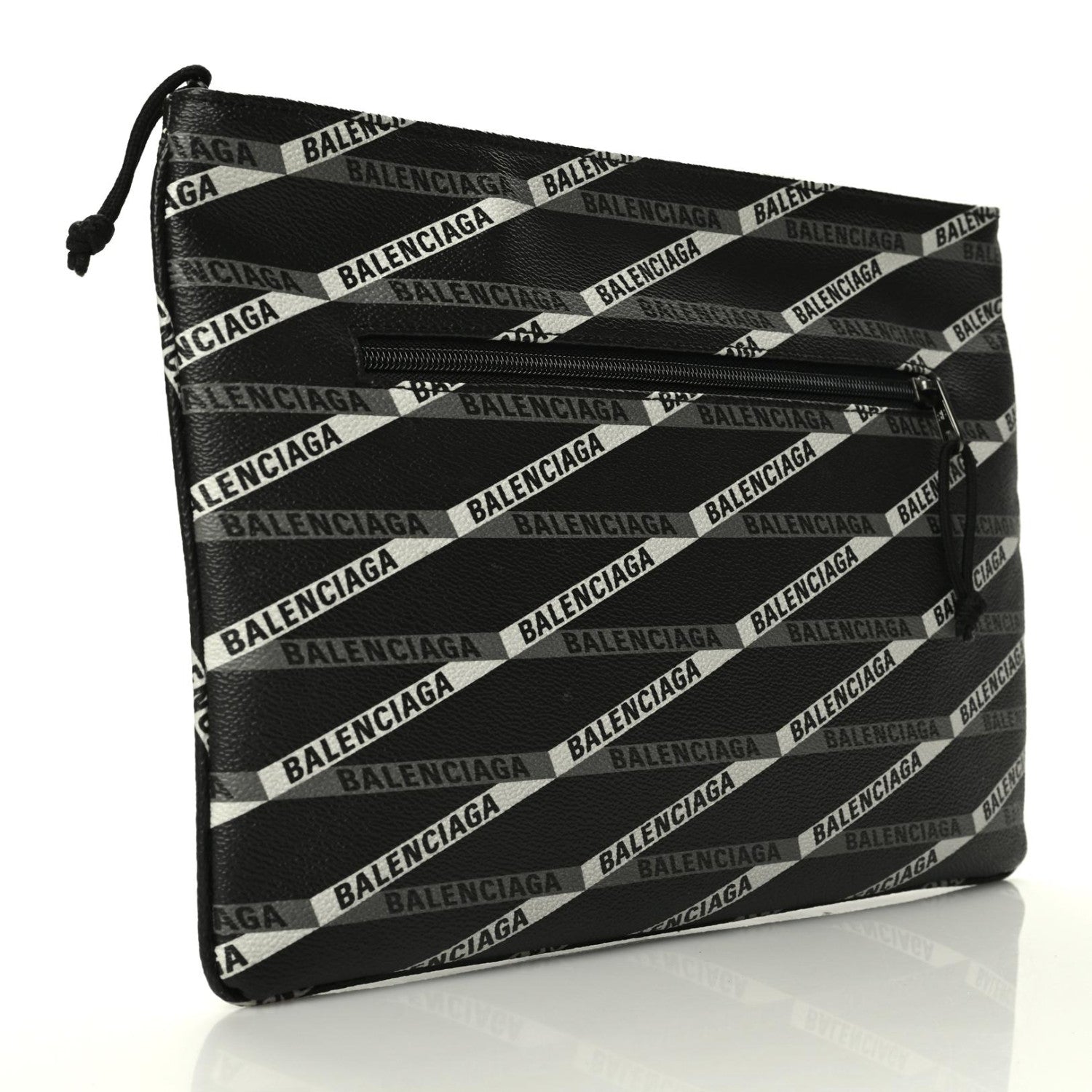 Balenciaga Coated Canvas Losange Monogram Zip Pouch Black Grey 3 of 8