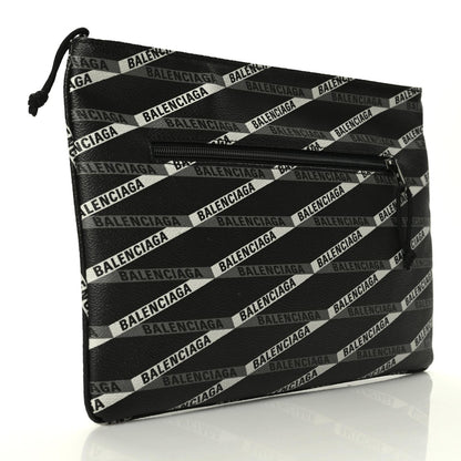 Balenciaga Coated Canvas Losange Monogram Zip Pouch Black Grey 3 of 8