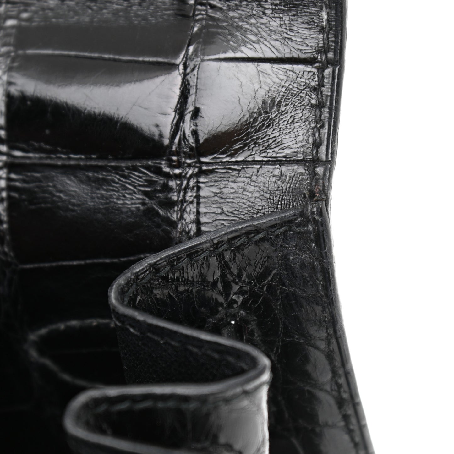Shiny Alligator Kelly Sellier 28 Black