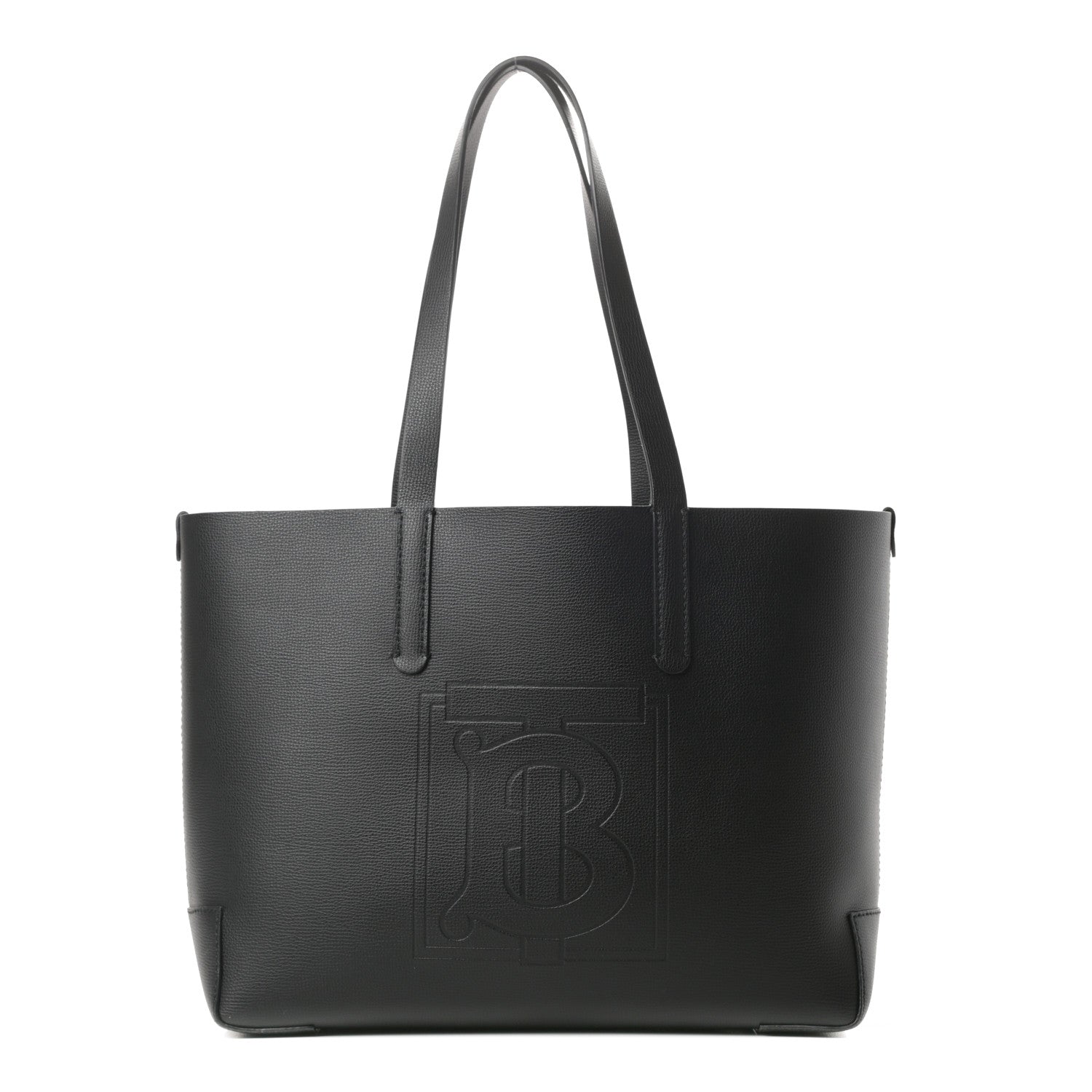Burberry Calfskin TB Motif Embossed Medium Tote Black 1 of 11