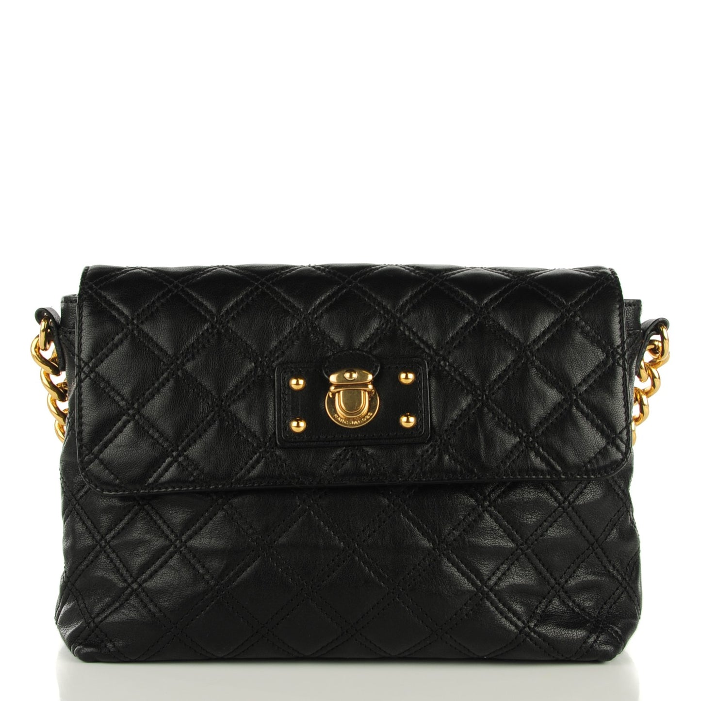 Lacquered Lambskin Quilted The Large Single Flap Black