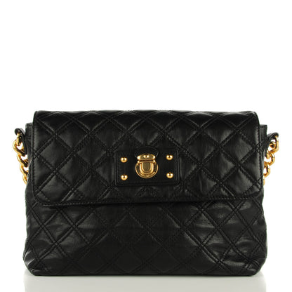 Marc Jacobs Lacquered Lambskin Quilted The Large Single Flap Black 1 of 8