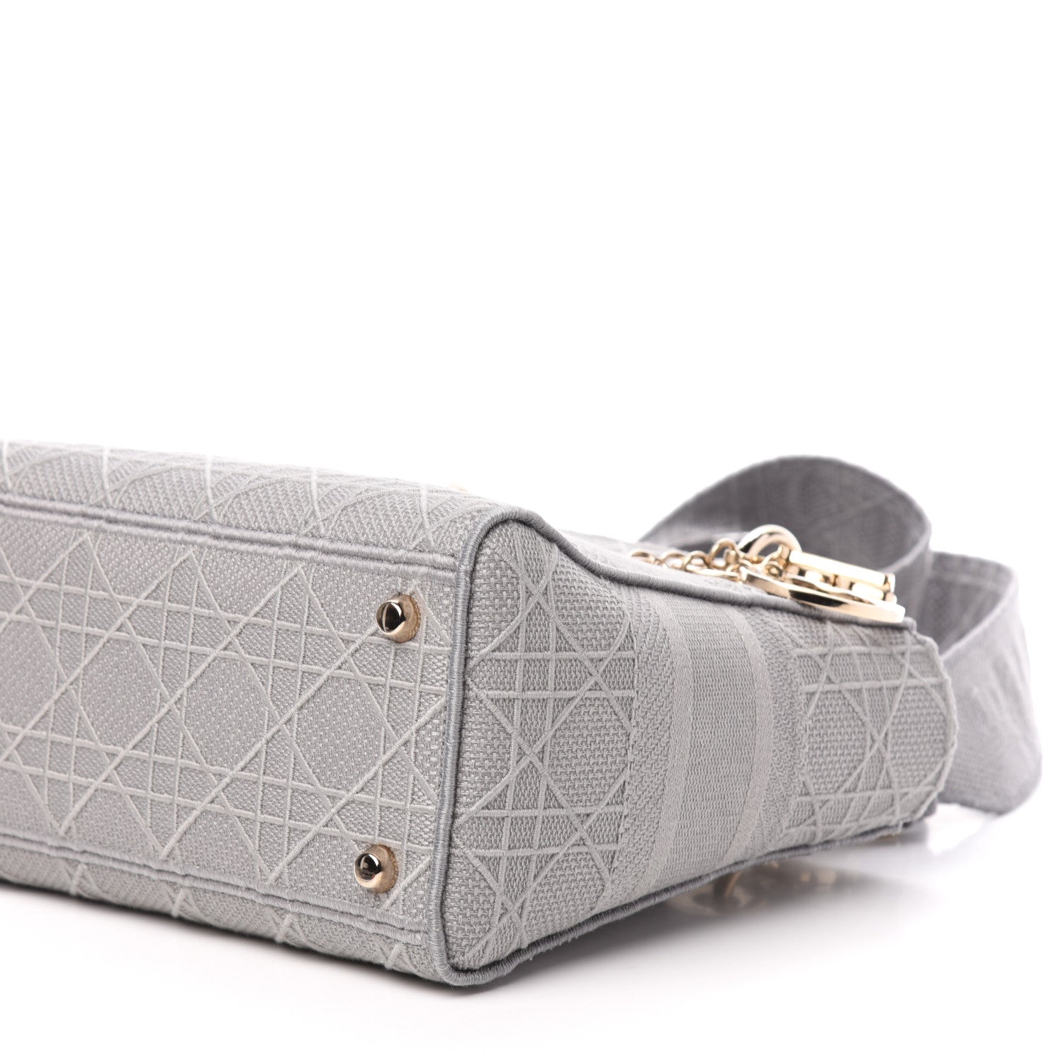 Christian Dior Canvas Embroidered Cannage Medium Lady D-Lite Gray 9 of 11