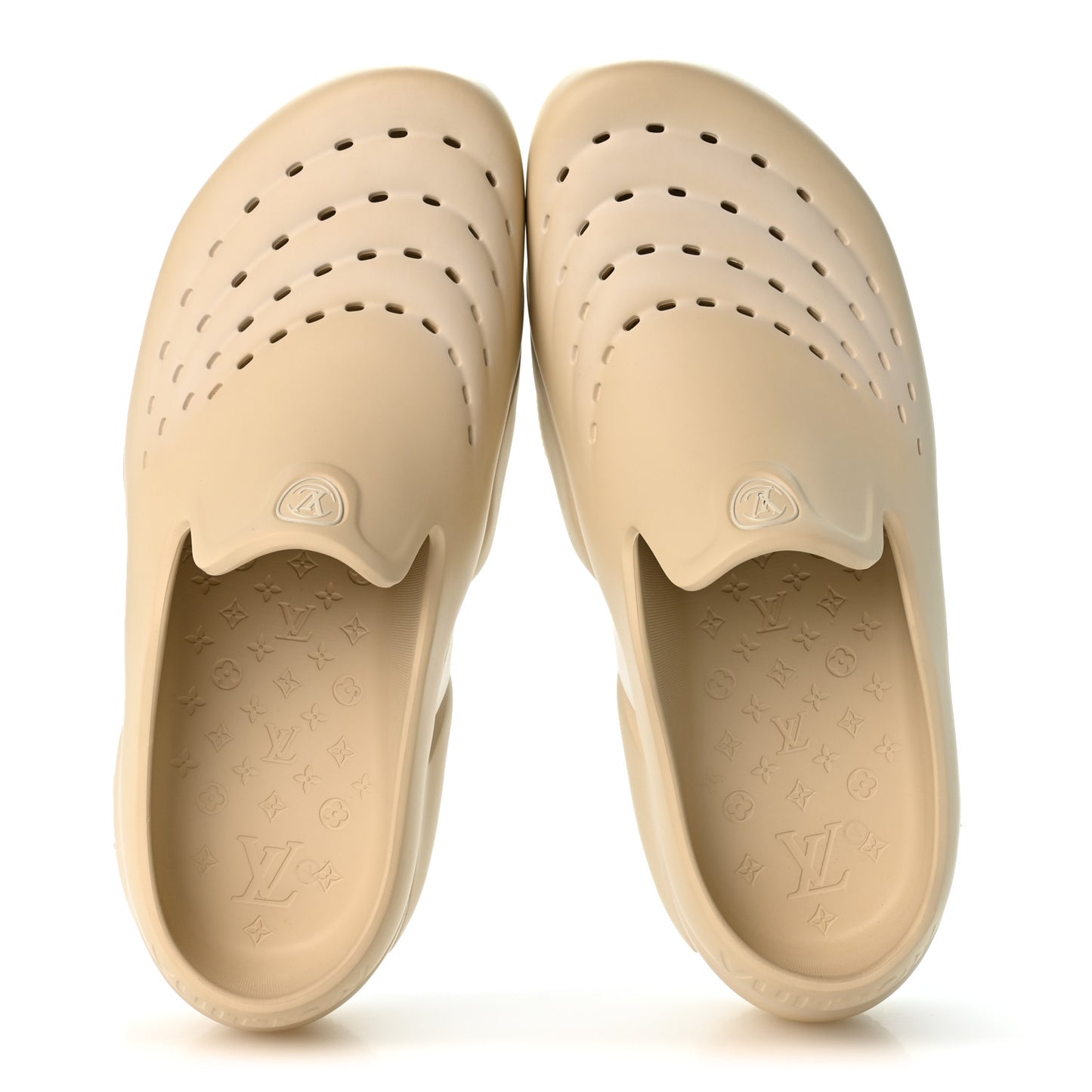 Rubber Mens LV Shark Clogs 11 Beige