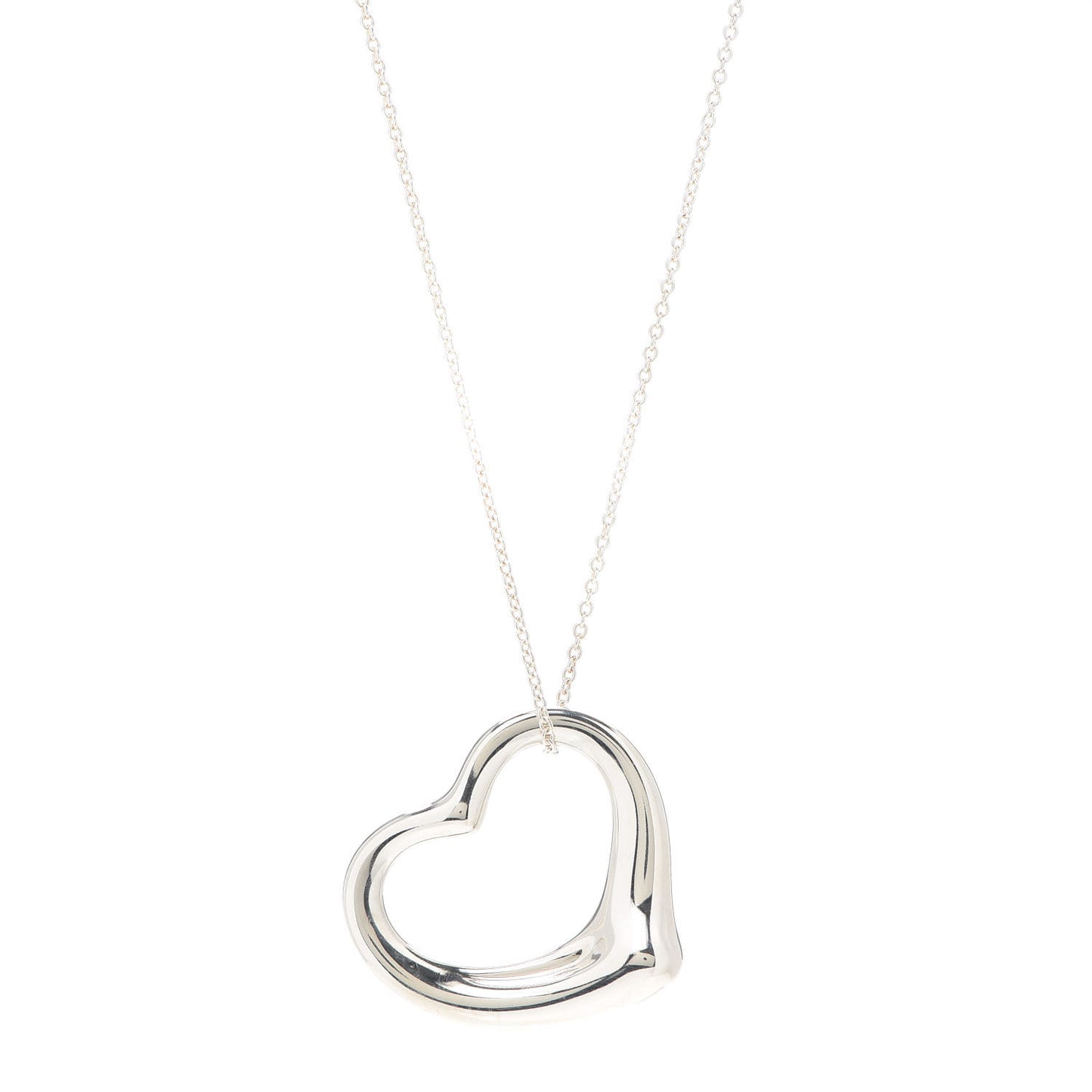 Sterling Silver 36mm Elsa Peretti Open Heart Pendant Necklace