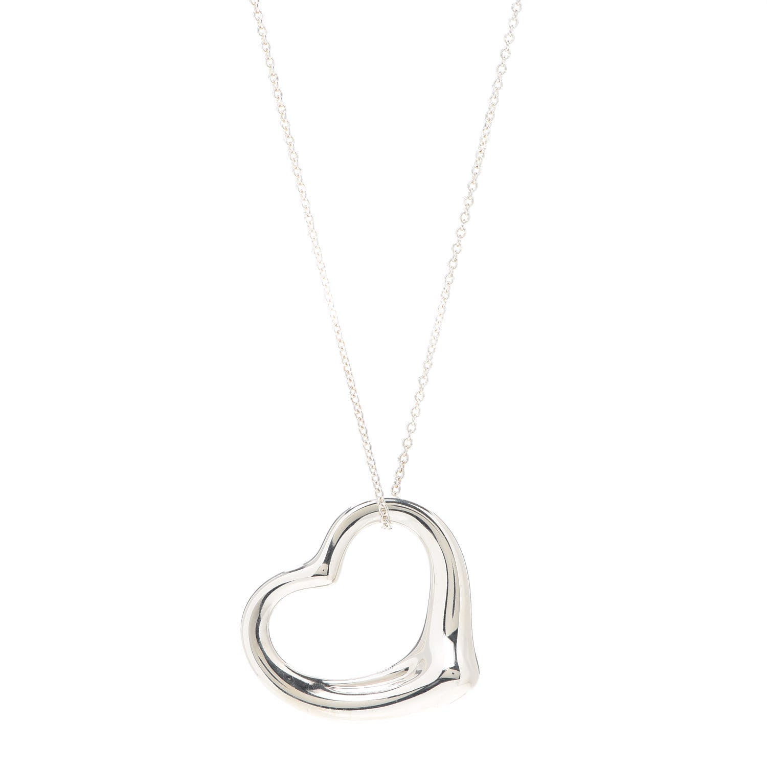 Tiffany Sterling Silver 36mm Elsa Peretti Open Heart Pendant Necklace 1 of 5