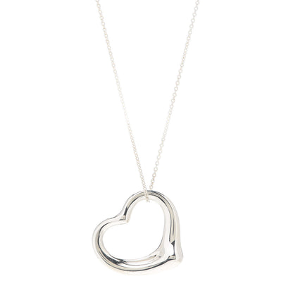 Tiffany Sterling Silver 36mm Elsa Peretti Open Heart Pendant Necklace 1 of 5