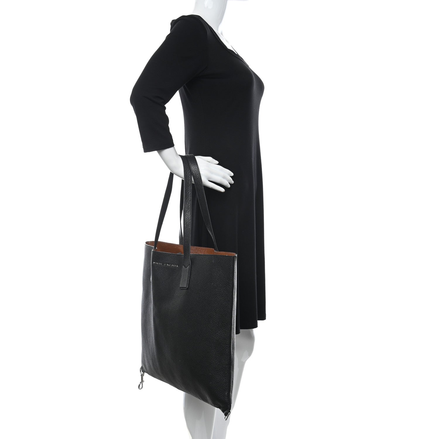 Marc Jacobs Grained Calfskin Wingman Shopping Tote Black 2 of 12