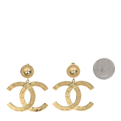 Chanel Metal Large Paris Button Earrings Gold 2 of 5